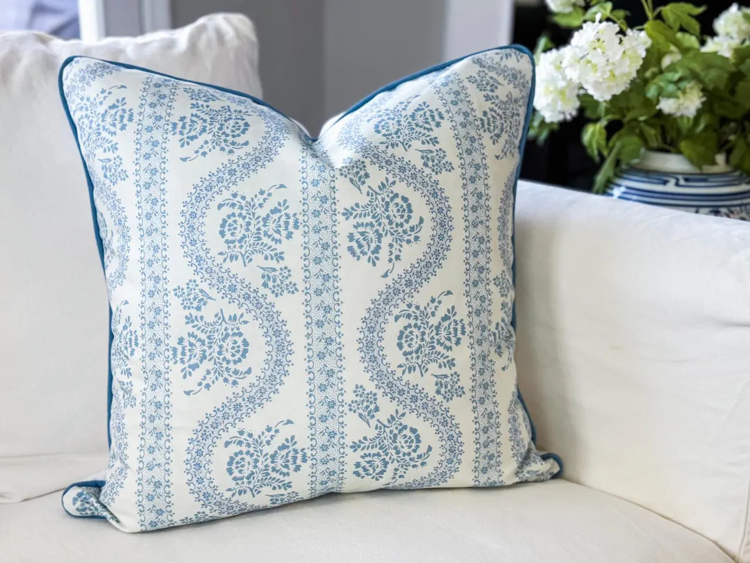 Whitney English Abigail Serpentine Floral Block Print Pillow Cover - Grandmillennial Decor | Etsy (US)