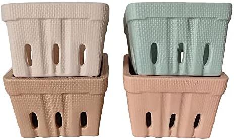 First of a Kind Stoneware Berry Baskets - Set of 4 Berry Containers Bowl - Multicolor - 4.25 Inch Sq | Amazon (US)