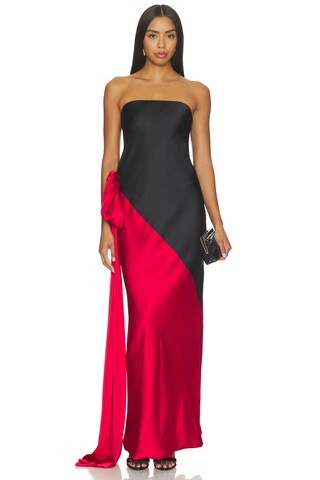 Norma Kamali Spliced Bias Strapless Gown With Bow in Multi. - size XXS | Revolve Clothing (Global)