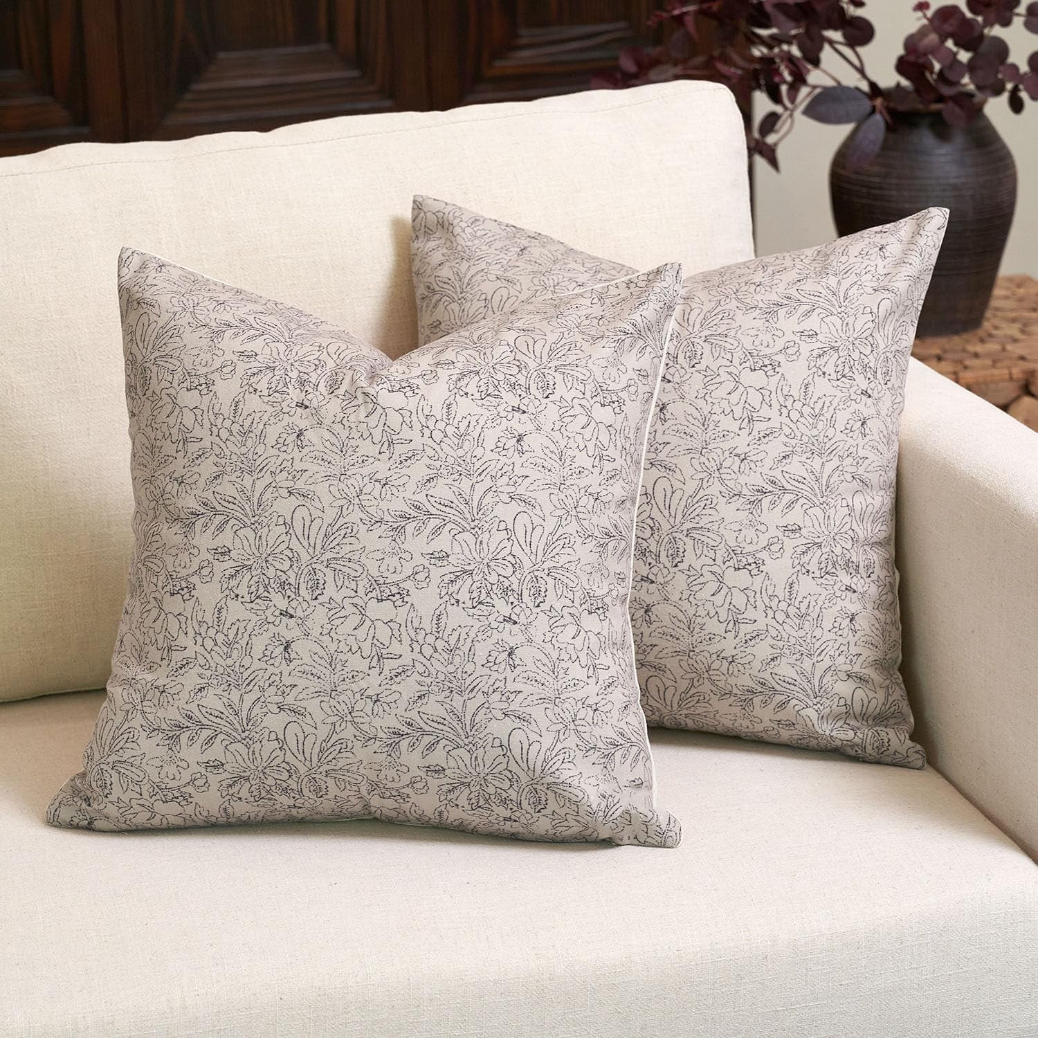 Floral Throw Pillow Covers 20" x 20" Set of 2 Vintage Decorative for Living Room Farmhouse Accent... | Walmart (US)