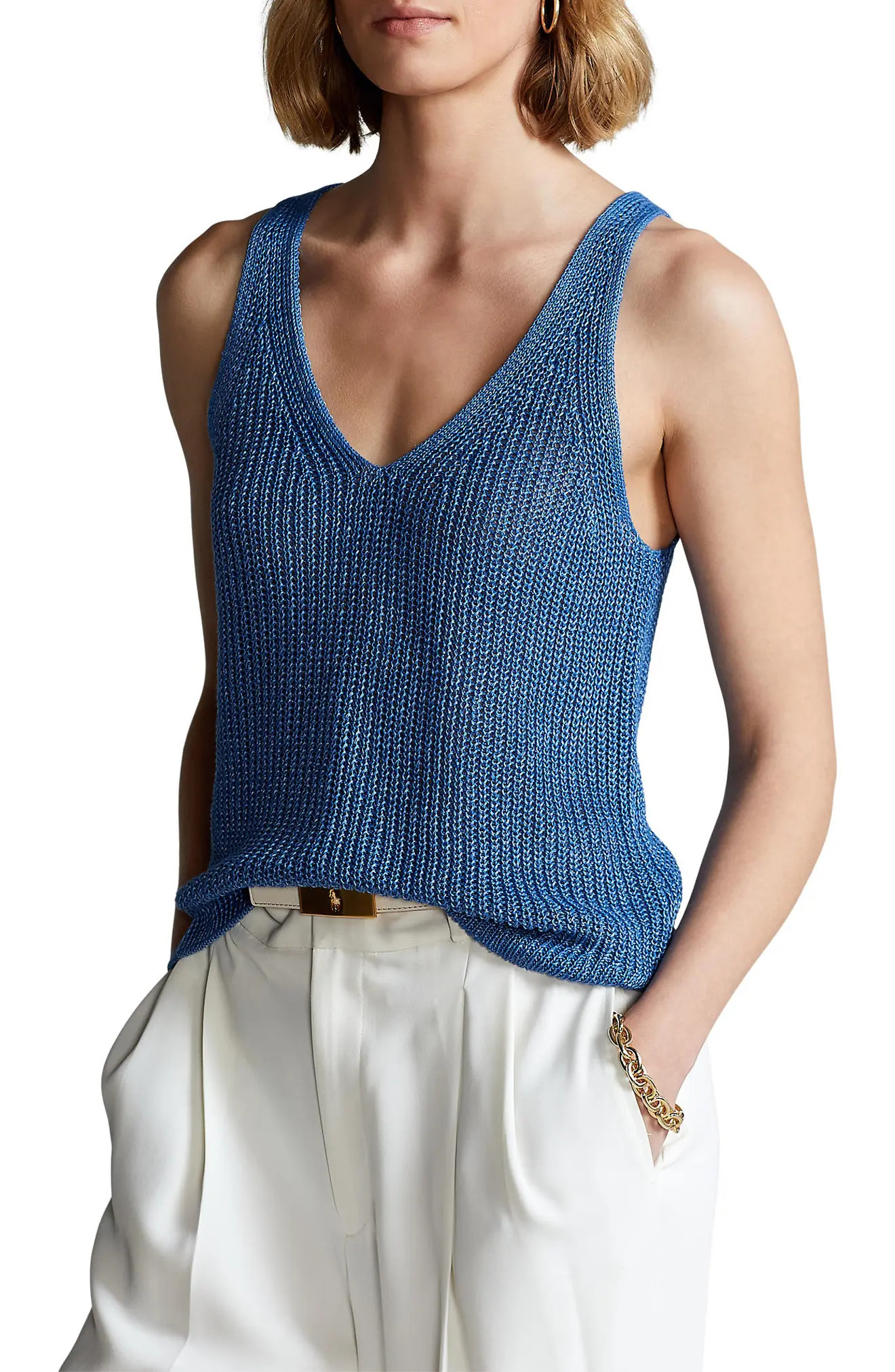 Polo Ralph Lauren Linen Sweater Tank in Retreat Blue at Nordstrom, Size X-Small | Nordstrom