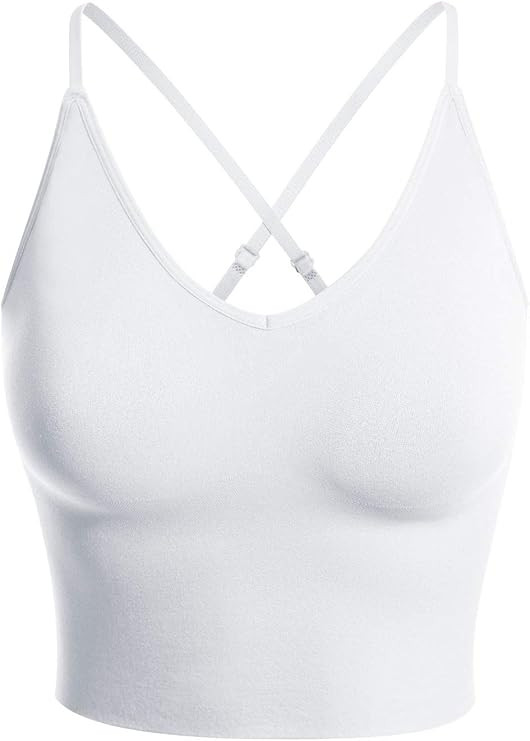 Design by Olivia Women's Seamless Padded Workout Sports Bra Cami Cropped Yoga Tank Top with Adjus... | Amazon (US)