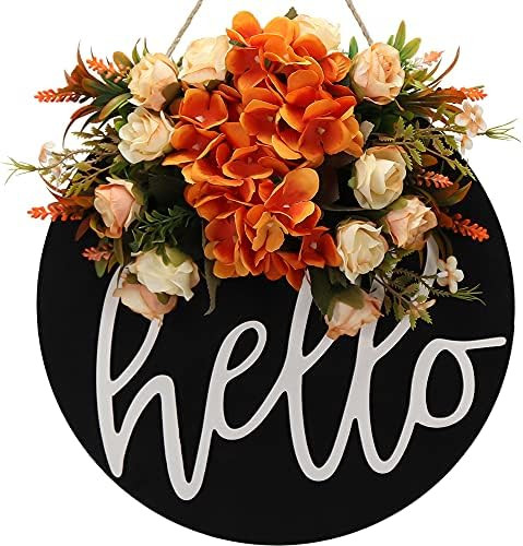 Fall Wreaths for Front Door Decor Hello Welcome Sign for Front Door Spring Summer Fall Wreath Far... | Amazon (US)