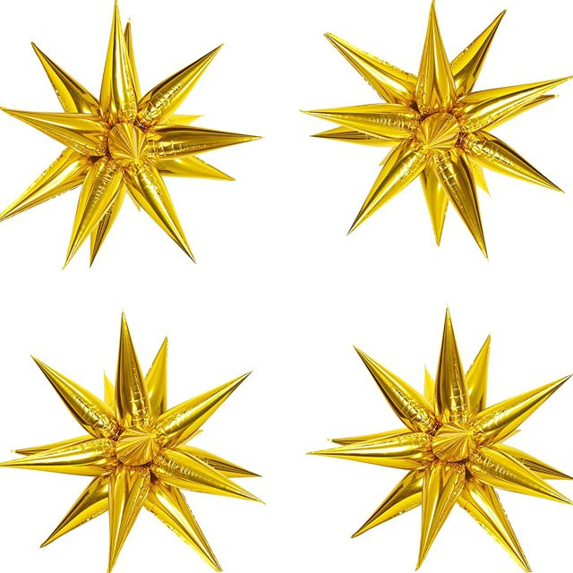 YOKSAS 50Pcs Gold Foil Spiky Balloons Set Assemble 4 Star Balloons,26 inch Mylar Starburst Helium... | Walmart (US)