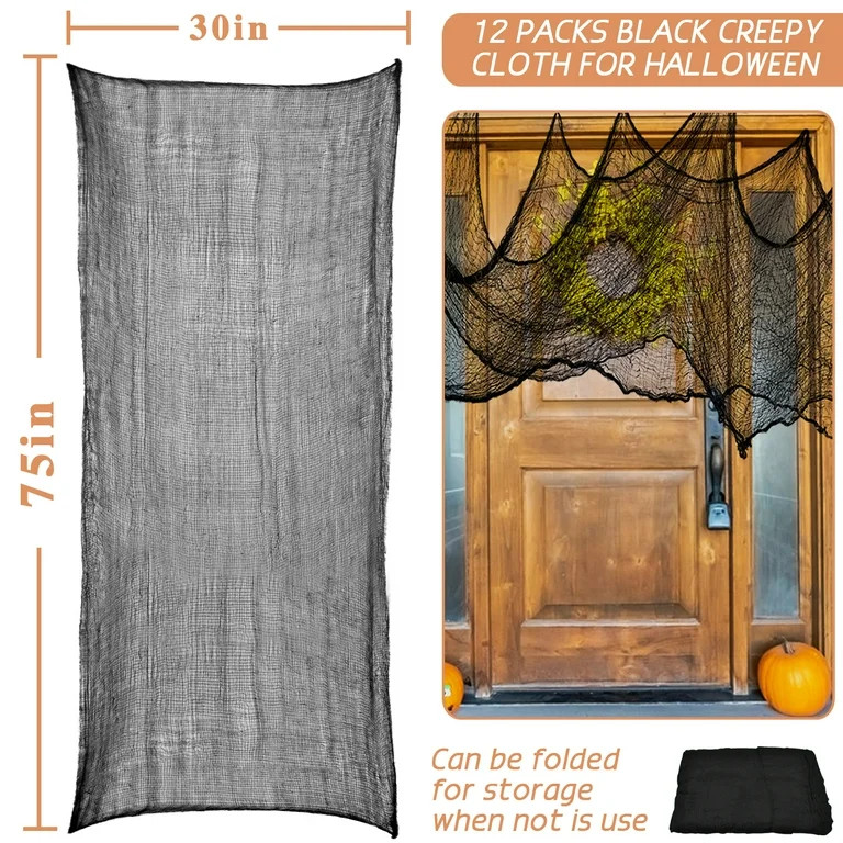 ZeeDix 6Pcs Black Halloween Creepy Cloth,30 x 75 Inch Hanging Decoration for Haunted Houses Party... | Walmart (US)