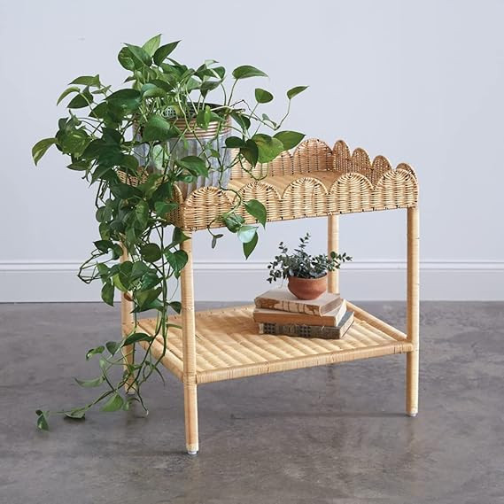 CTW Home Collection Scalloped Wicker Side Table, 25.5-inch Height, Home, Home Décor | Amazon (US)