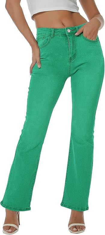 LONGBIDA Skinny Bell Bottom Jeans High Waisted Stretch Straight Slim Fit Denim Pants | Amazon (US)