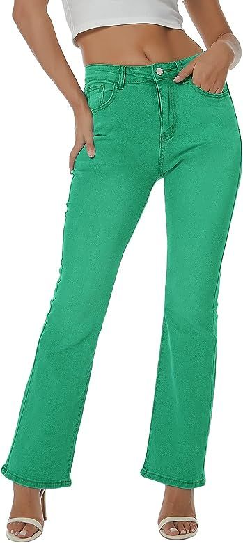 LONGBIDA Skinny Bell Bottom Jeans High Waisted Stretch Straight Slim Fit Denim Pants | Amazon (US)