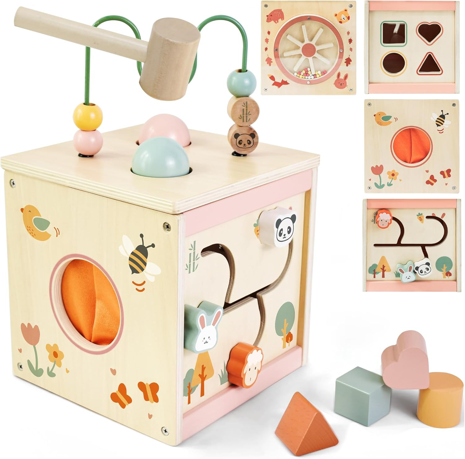 Wooden Activity Cube for 1 Year Old | 7-in-1,Montessori Baby Toys,Educational Toy for Toddlers, F... | Amazon (US)