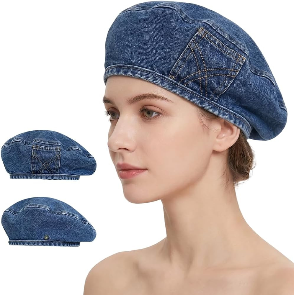 Vintage Denim Beret, Denim Beret Hats for Women, Hip-Hop Double Sided Style Newsboy Cap, Artist R... | Amazon (US)