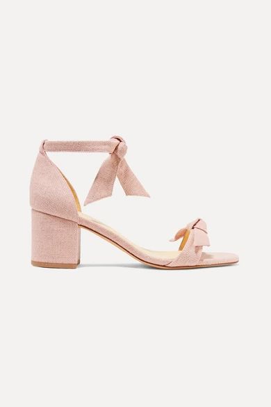 Alexandre Birman - Clarita Bow-embellished Linen Sandals - Pastel pink | NET-A-PORTER (US)