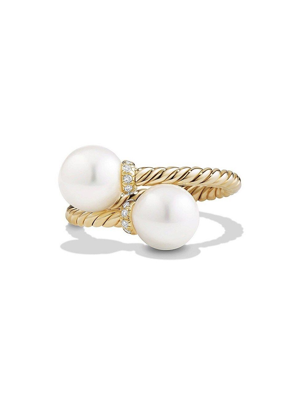 David Yurman Women's Solari Bypass Ring with Diamonds in 18K Gold - Pearl - Size 6 | Saks Fifth Avenue