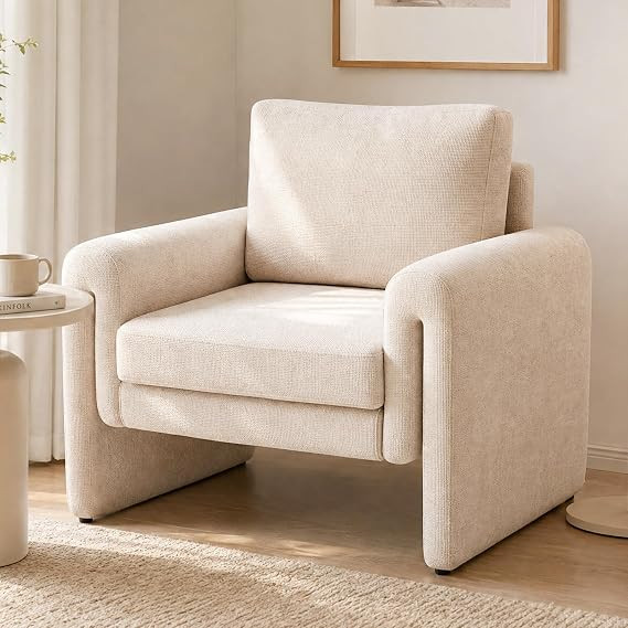 Otameal Chenille Accent Chair with Removable Cushion – Modern Upholstered Arm Chair, Comfy Sing... | Amazon (US)