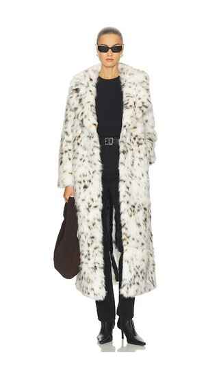Apparis Gabrielle Snow Leopard Maxi Coat in White. - size XXS | Revolve Clothing (Global)
