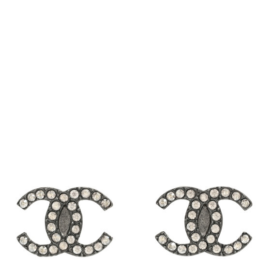 Ruthenium Crystal CC Stud Earrings | FASHIONPHILE (US)