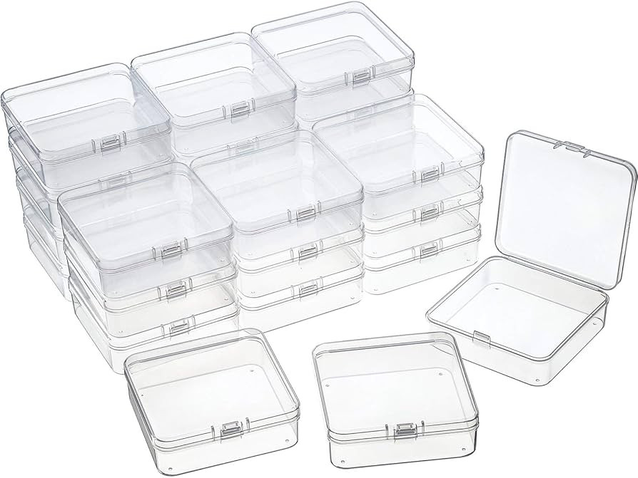 SATINIOR 24 Packs Small Clear Plastic Beads Storage Containers Box with Hinged Lid for Storage of... | Amazon (US)