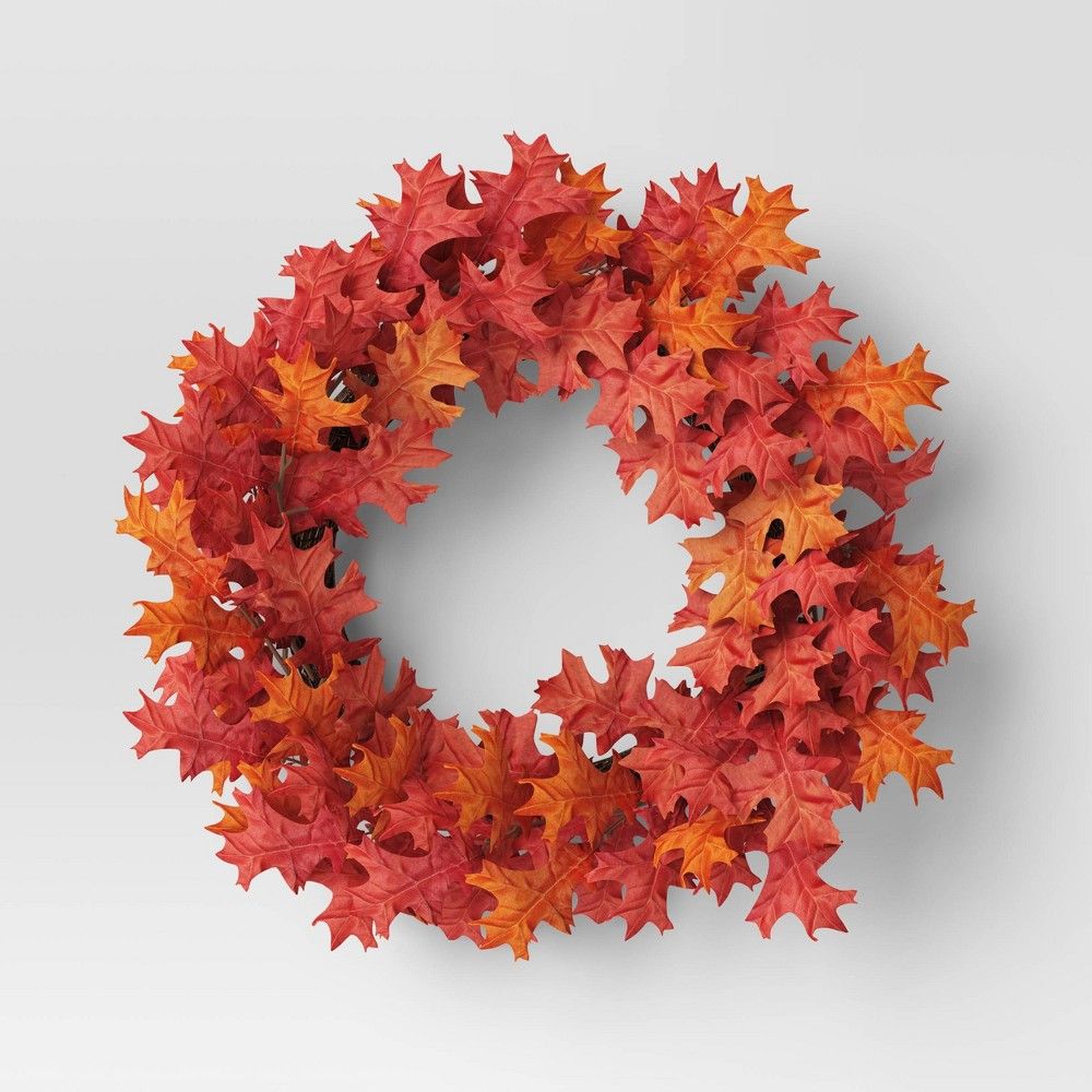 Fall Leaves Wreath Orange - Threshold | Target