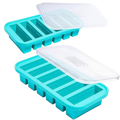 Souper Cubes 1/2 Cup Silicone Freezer Molds, Perfect for Storing Soups, Sauces, Juices, Desserts, Smoothie Prep and More, Freezer Portion Molds for Meal Prepping - Aqua - 2-Pack | Amazon (US)
