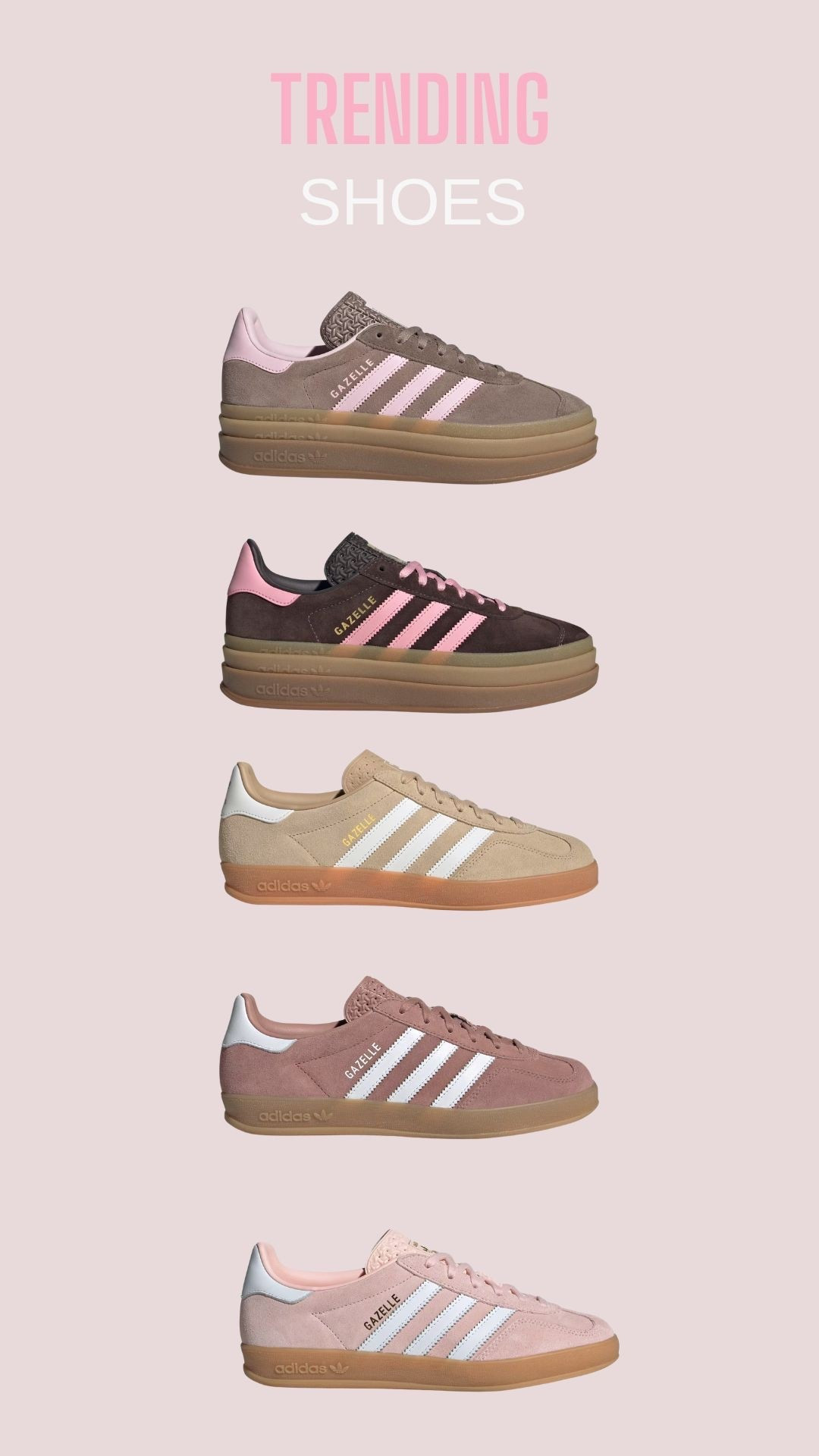 Adidas Gazelles are totally trending right now. Love these shades for the transition into Spring. The brown and pink are my fave 🤭




#LTKActive #LTKootd