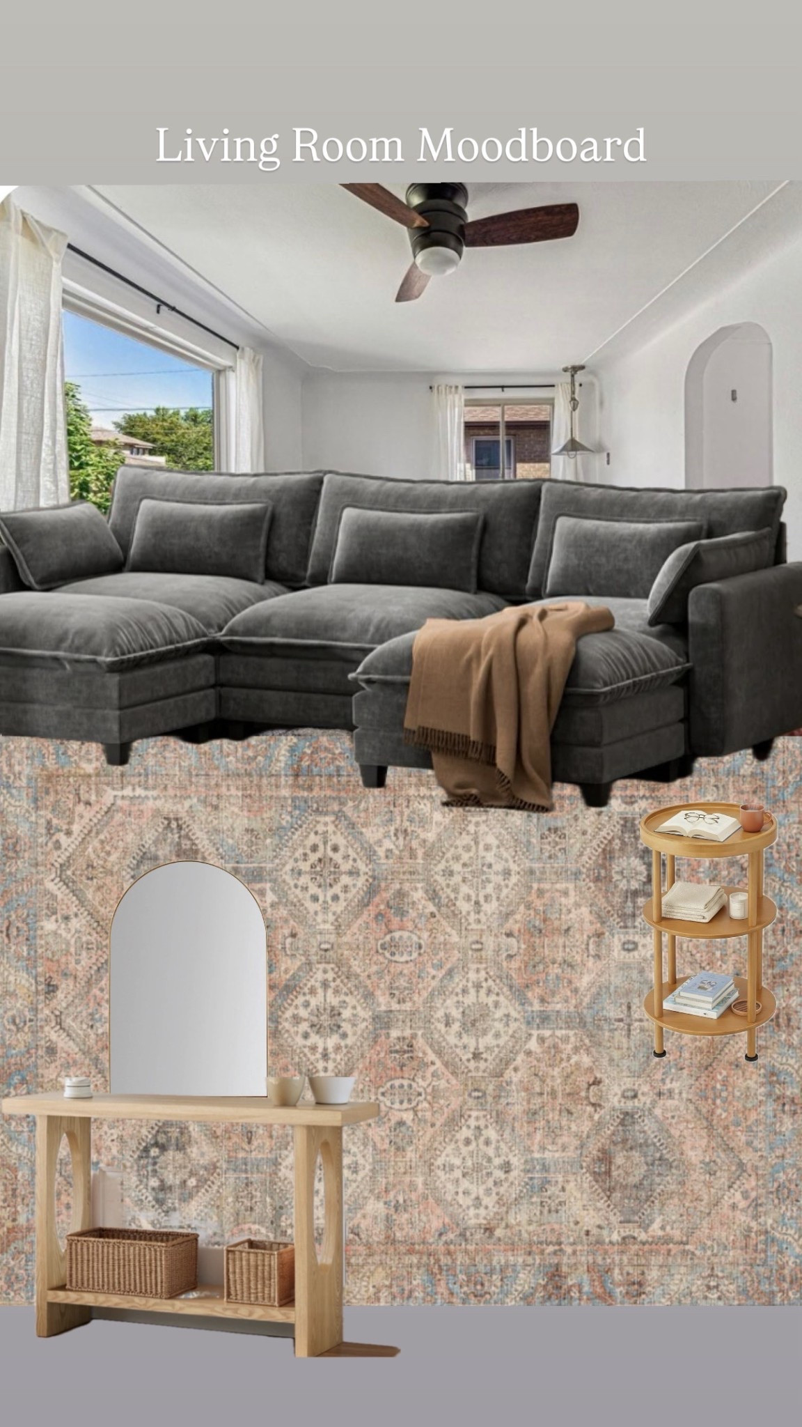 Loving this look for a brand new living room in Colorado.   Added sideboard and mirror for entryway drop zone.  #livingroommoodboard #fastdelivery #firstapartment #20somethings #affordablelivingroom

#LTKHome #LTKdayinmylife #LTKSaleAlert