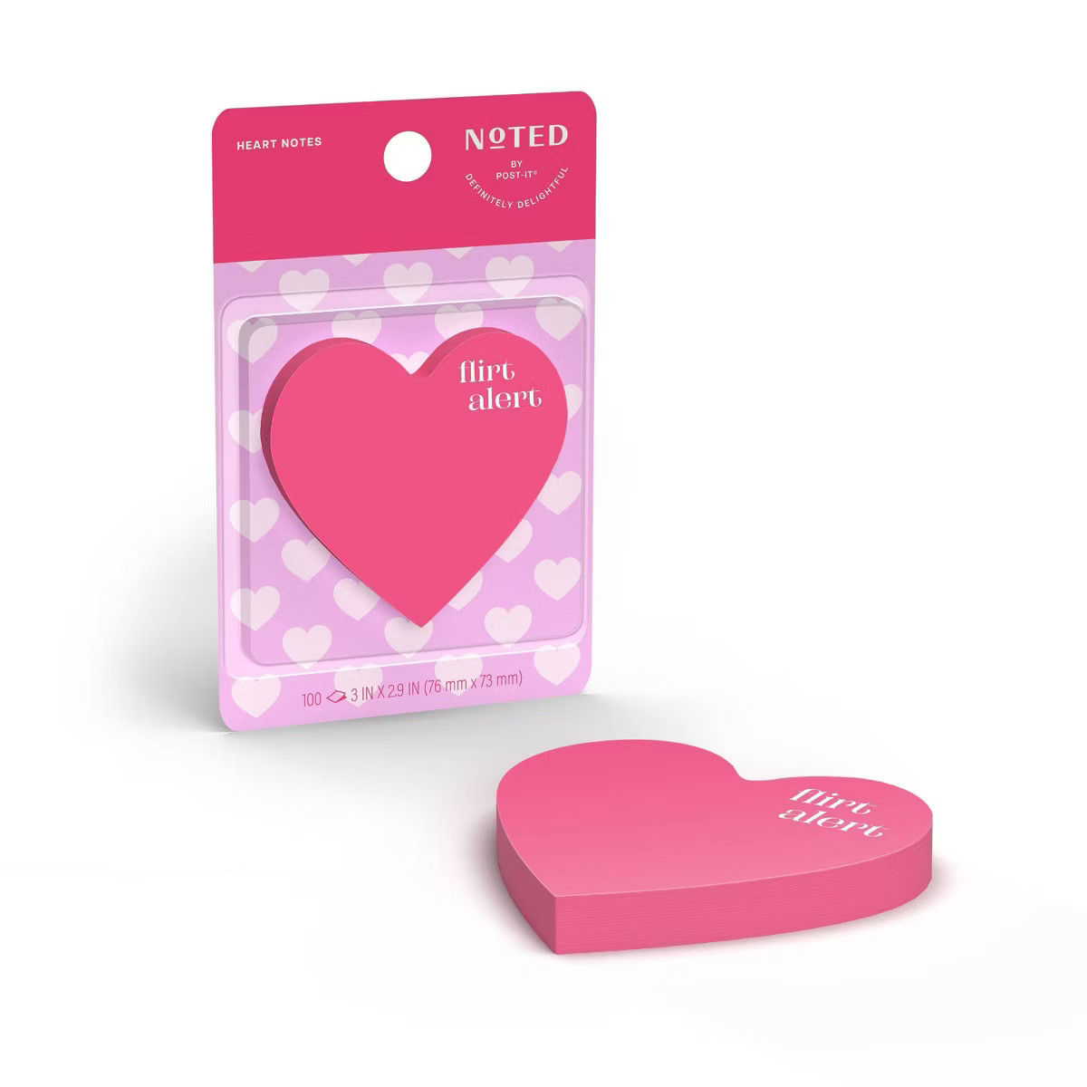 Noted by Post-it 3"x3" With Love Heart Notes Red Valentine's Day | Target