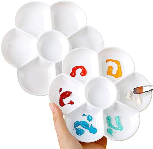 2PCS Round Flower Petal Plastic Palette Painting Dish 7 Well Flower Paint Tray Watercolor Paintin... | Amazon (US)