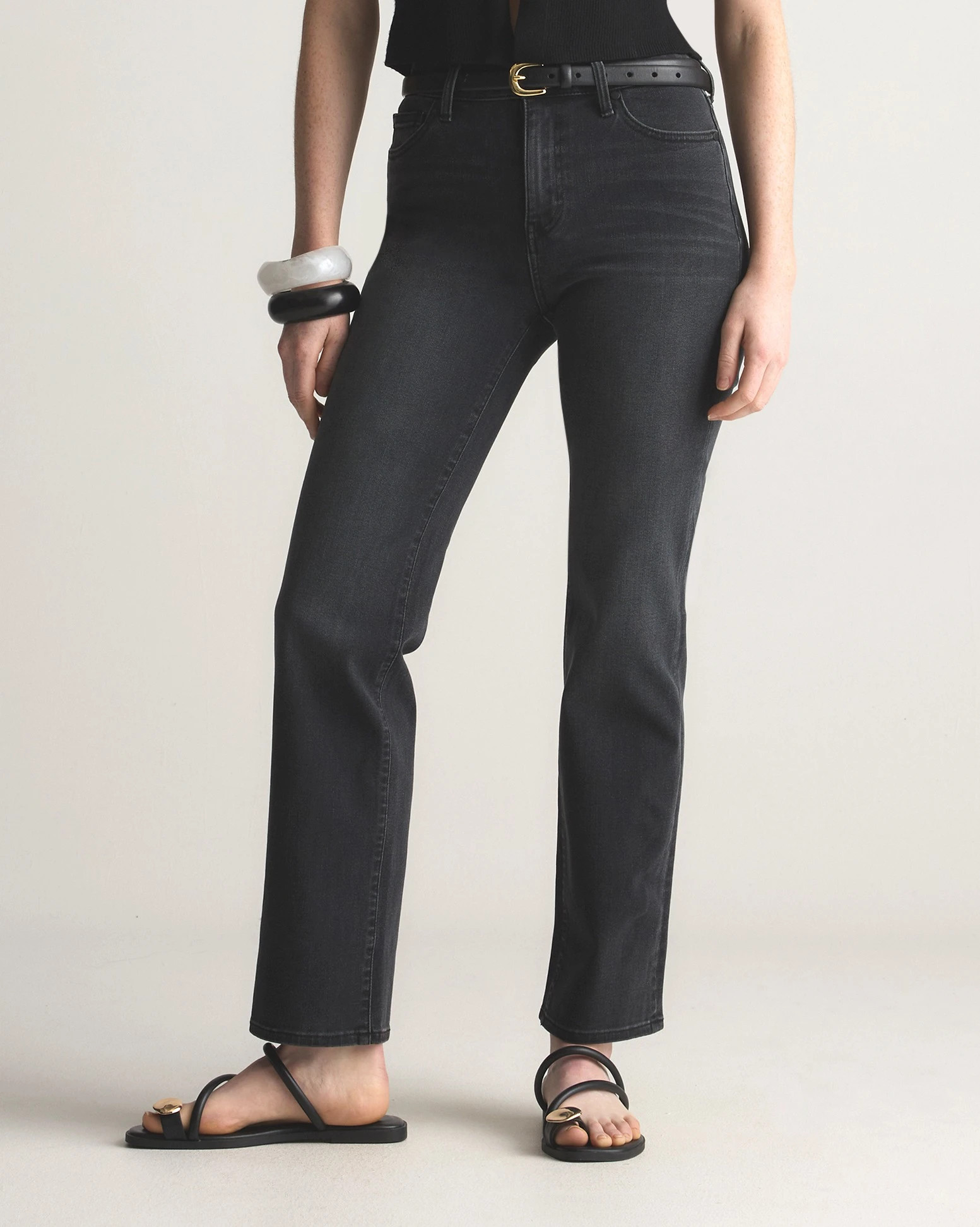 Quince | Women's Bella Stretch Straight Jeans in Faded Black, Size 27, Organic Cotton | Quince