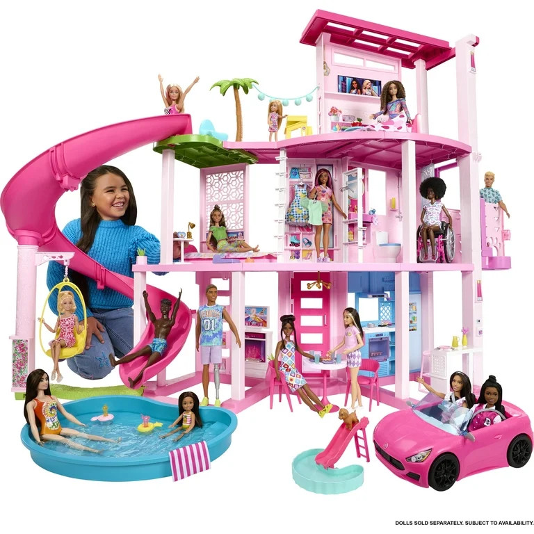 Barbie Dreamhouse, 75+ Pieces, Pool Party Doll House with 3 Story Slide | Walmart (US)