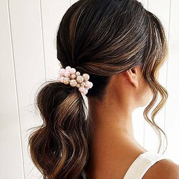 Fashey Pearl Hair Scrunchies Beaded Hair Ties Elastic Hair Bands Ponytail Holder Hair Accessories... | Amazon (US)