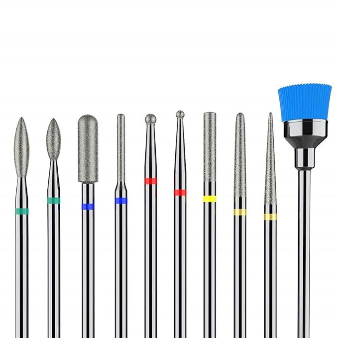 MelodySusie 10pcs Nail Drill Bits Set, 3/32 Inch Diamond Cuticle Nail Bits Kit for Nail Drill E-F... | Amazon (US)