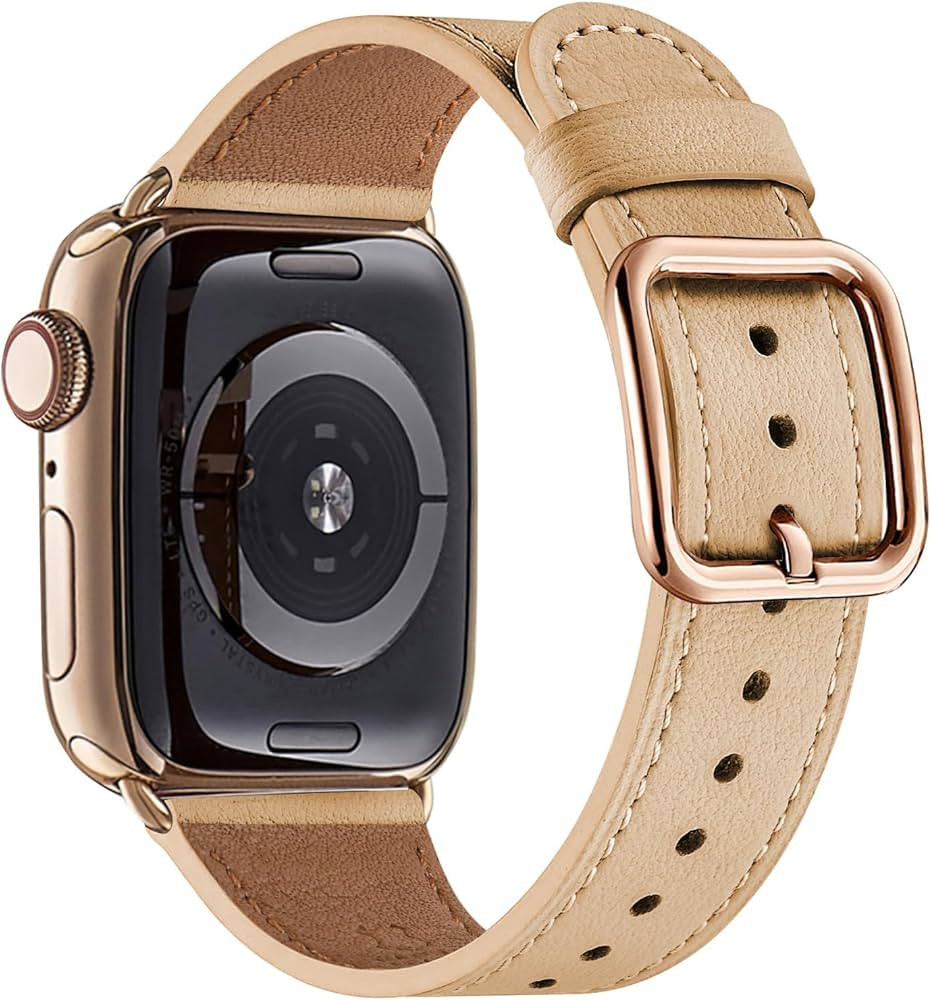 MNBVCXZ Compatible with Apple Watch Band 38mm 40mm 41mm 42mm 44mm 45mm 46mm 49mm Women Men Genuin... | Amazon (US)