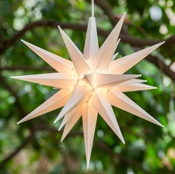 Amazon.com: Elf Logic - 21" Large White Moravian Star - Hanging Outdoor Christmas Star Light - Us... | Amazon (US)