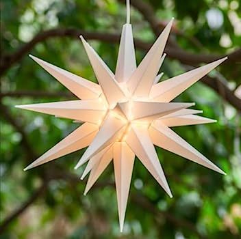 Amazon.com: Elf Logic - 21" Large White Moravian Star - Hanging Outdoor Christmas Star Light - Us... | Amazon (US)