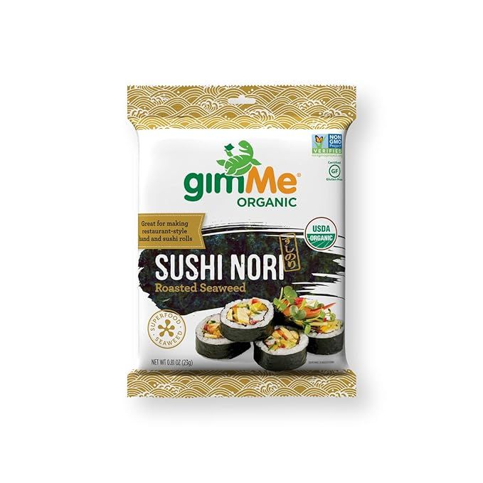 gimMe Organic Roasted Seaweed - Restaurant-style Sushi Nori Sheets - 0.81 Ounce | Amazon (US)