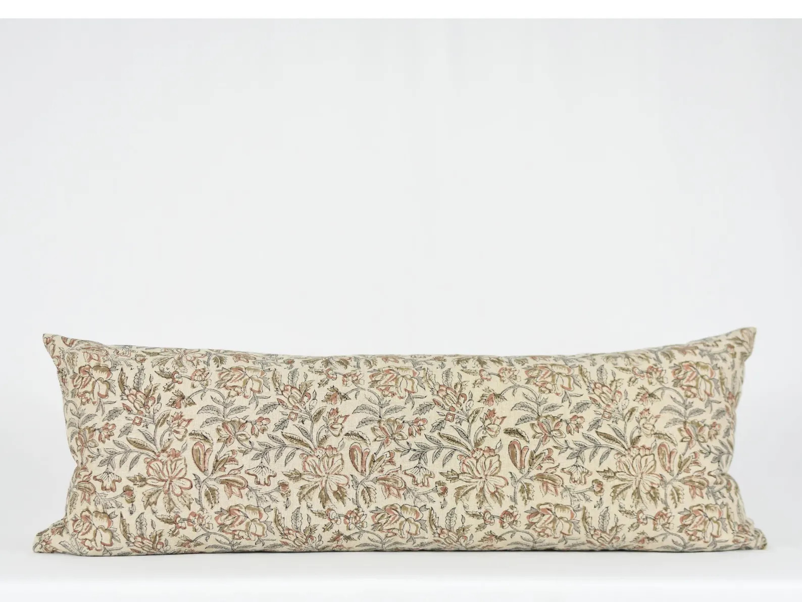 Miraya Long Lumbar - Linen Floral Block Print Pillow With Pastel Colors - Etsy | Etsy (US)