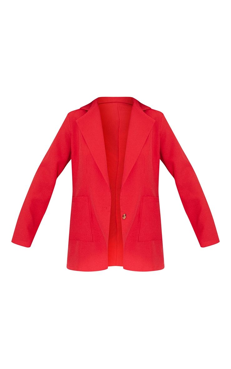 Red Basic Single Breasted Oversized Blazer | PrettyLittleThing US