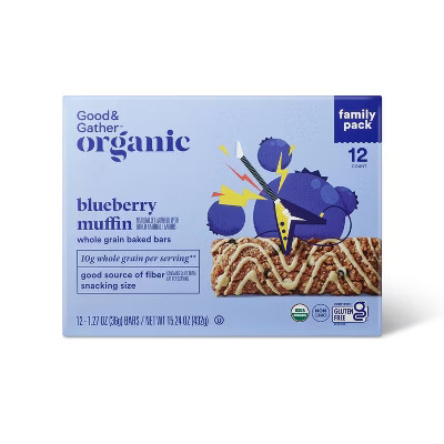Organic Blueberry Muffin Whole Grain Baked Bar - 15.24oz/12ct - Good & Gather™ | Target