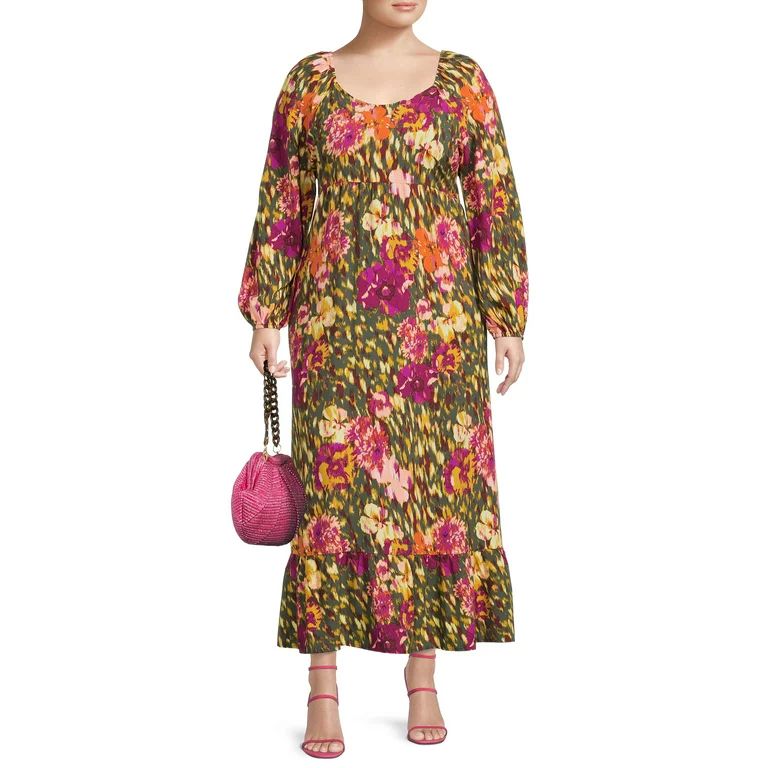 Terra & Sky Women's Plus Size Sweetheart Neck Raglan Maxi Dress | Walmart (US)