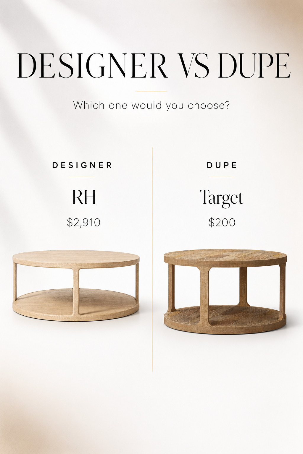 Designer coffee table look for less 🤍 This Target find gives you the same warm wood tone, rounded shape, and open-shelf style as the RH version—at a fraction of the price.

Perfect for a neutral living room, cozy family space, or modern organic home. Such an easy way to get that elevated designer look without spending thousands. 

 #TargetFinds #CoffeeTable #DesignerLookForLess #LivingRoomDecor #NeutralHomeDecor #AffordableHomeDecor #ModernOrganicStyle #RHInspired #HomeDecorFinds #LTKOver40 #LTKHome #LTKSaleAlert