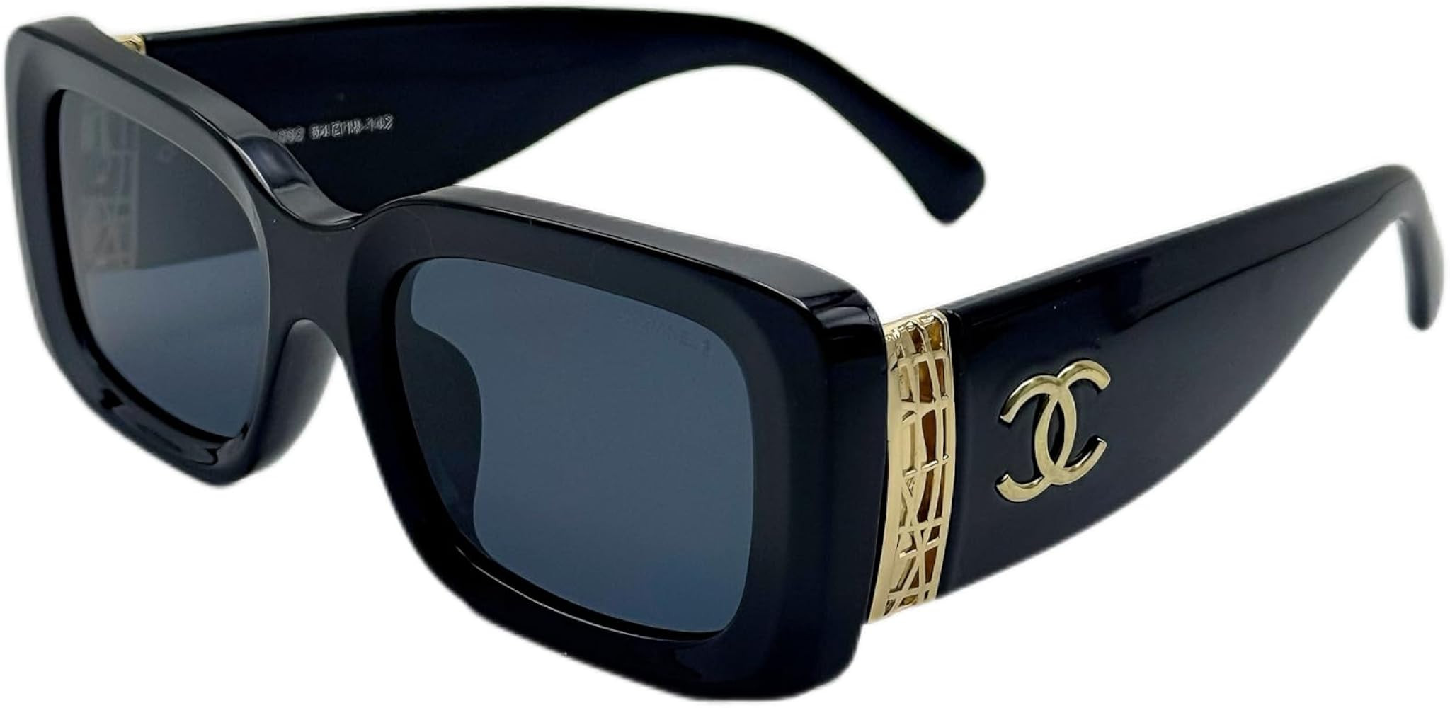 Black Oversized Square Sunglasses with Gold Logo | Amazon (US)