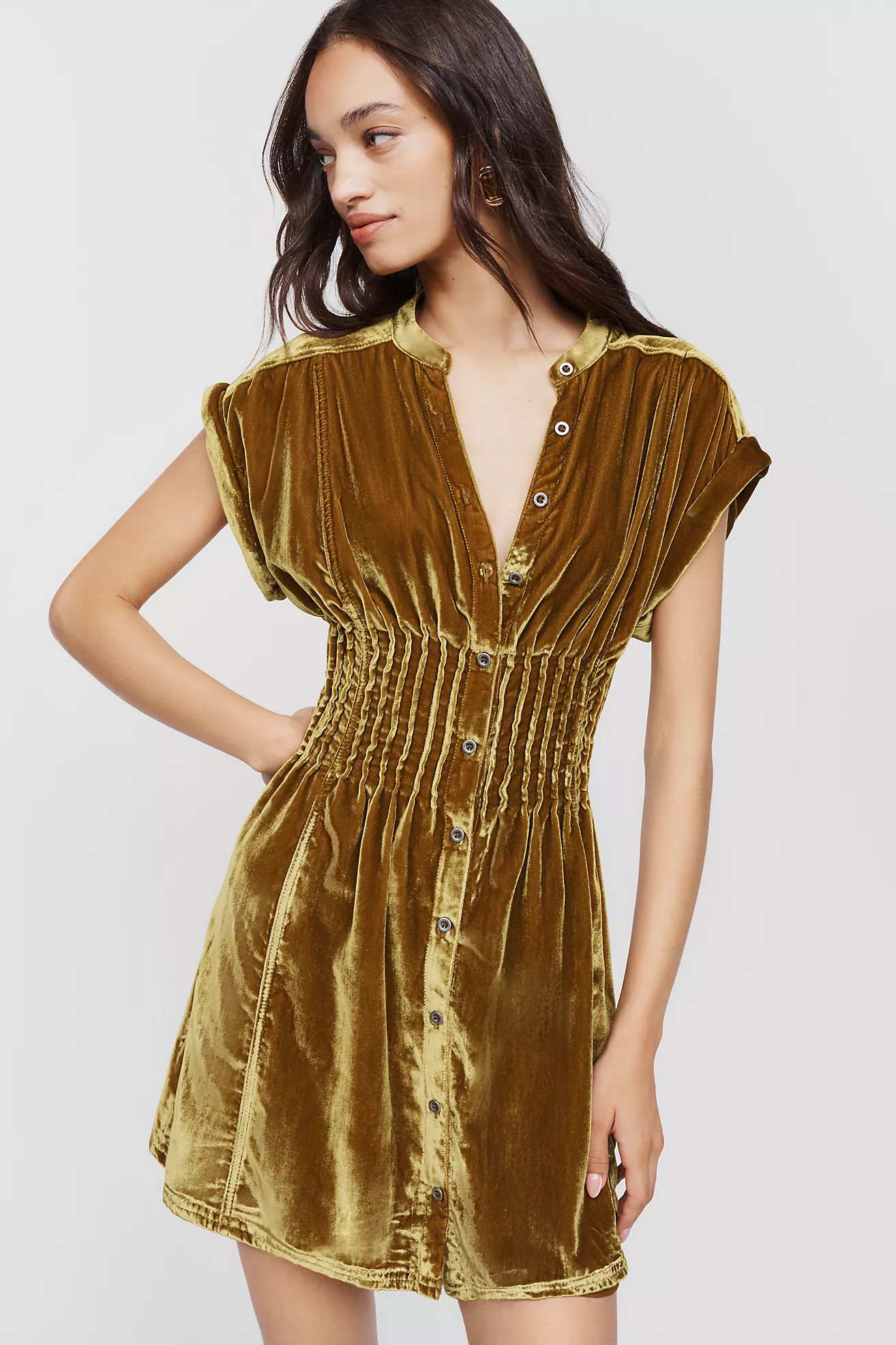Linden Velvet Waisted Mini Dress | Anthropologie (US)
