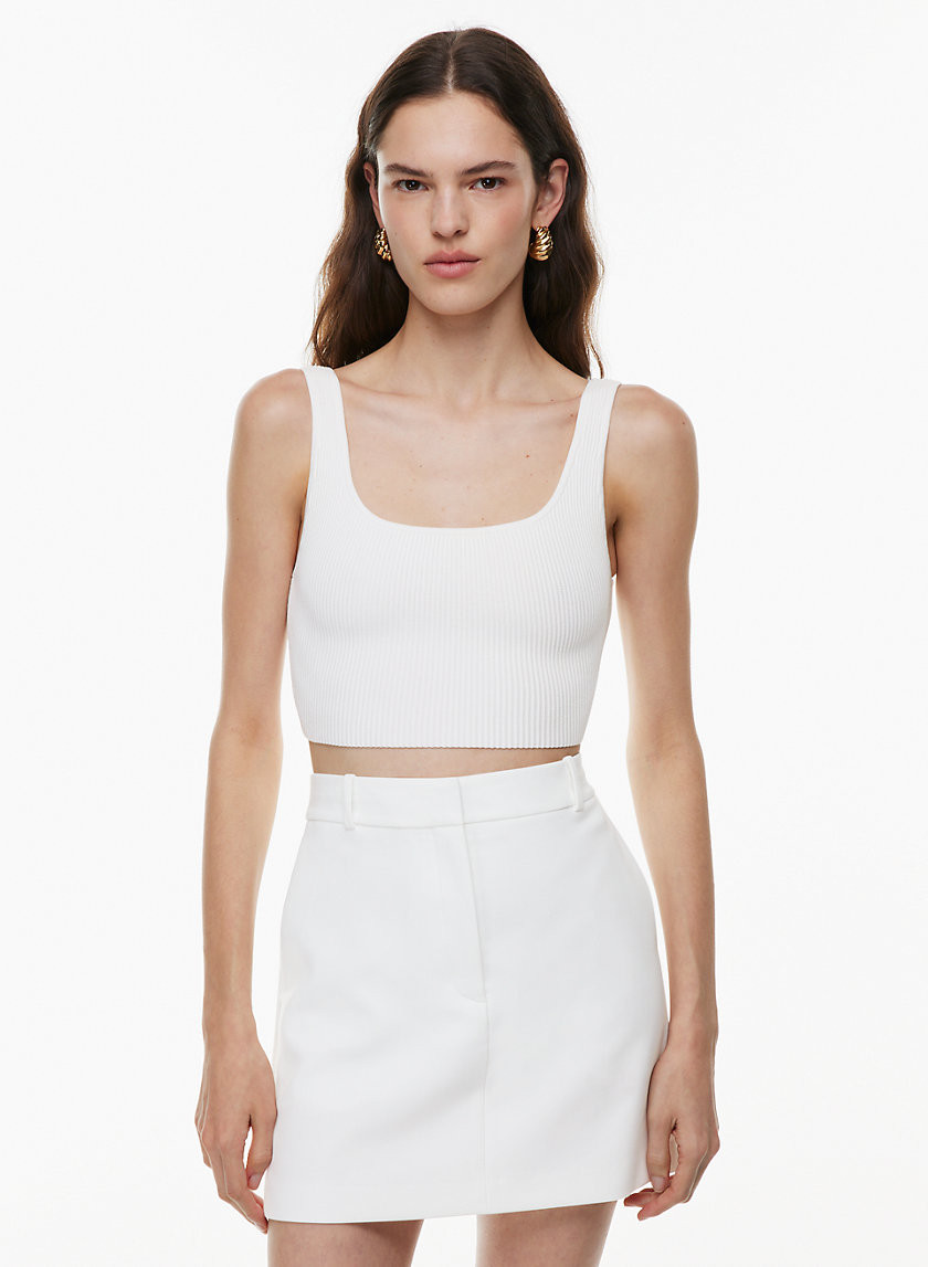 Aritzia Babaton Women's Sculpt Knit Squareneck Cropped Tank Sweater in White size 2XL | Aritzia