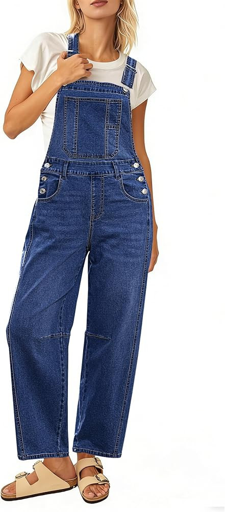 luvamia Denim Overalls for Women Barrel Leg Baggy Loose Fit Bib Stretchy Jean Jumpsuit Adjustable... | Amazon (US)