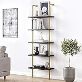 Nathan James Theo 5-Shelf Modern Bookcase, Open Wall Mount Ladder Bookshelf with Industrial Metal Fr | Amazon (US)