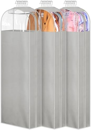 MISSLO 10" Gusseted Garment Bags for Hanging Clothes Storage 60" Dress Bags for Gowns Long Breath... | Amazon (US)