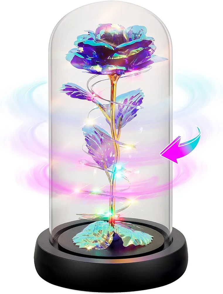 Childom Rotating Birthday Gifts for Women,Mothers Day Rose Gifts,Light Up Rose in Glass Dome,Spin... | Amazon (US)