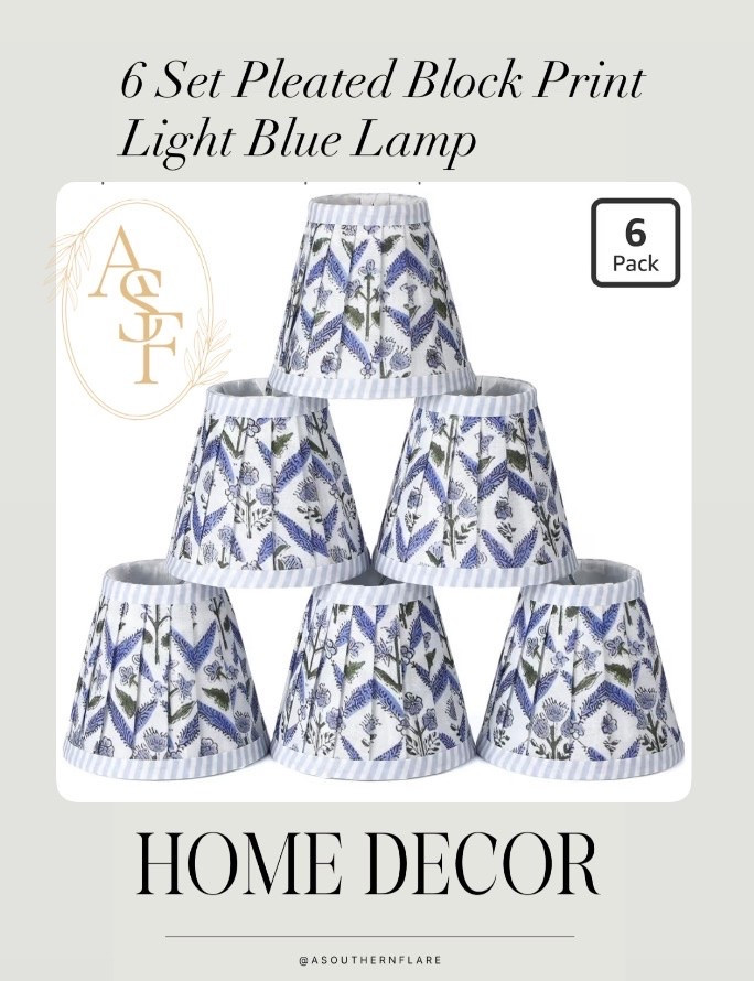 6 Set Pleated Block Print Light Blue Lamp/ Home Decor Accessories 

 home accessories, High/Low, luxury for less, home inspiration, neutral decor, elevated living, modern home, decorating ideas, curated home, beautiful home, Amazon home finds, finishing touches, house to home, home favorites