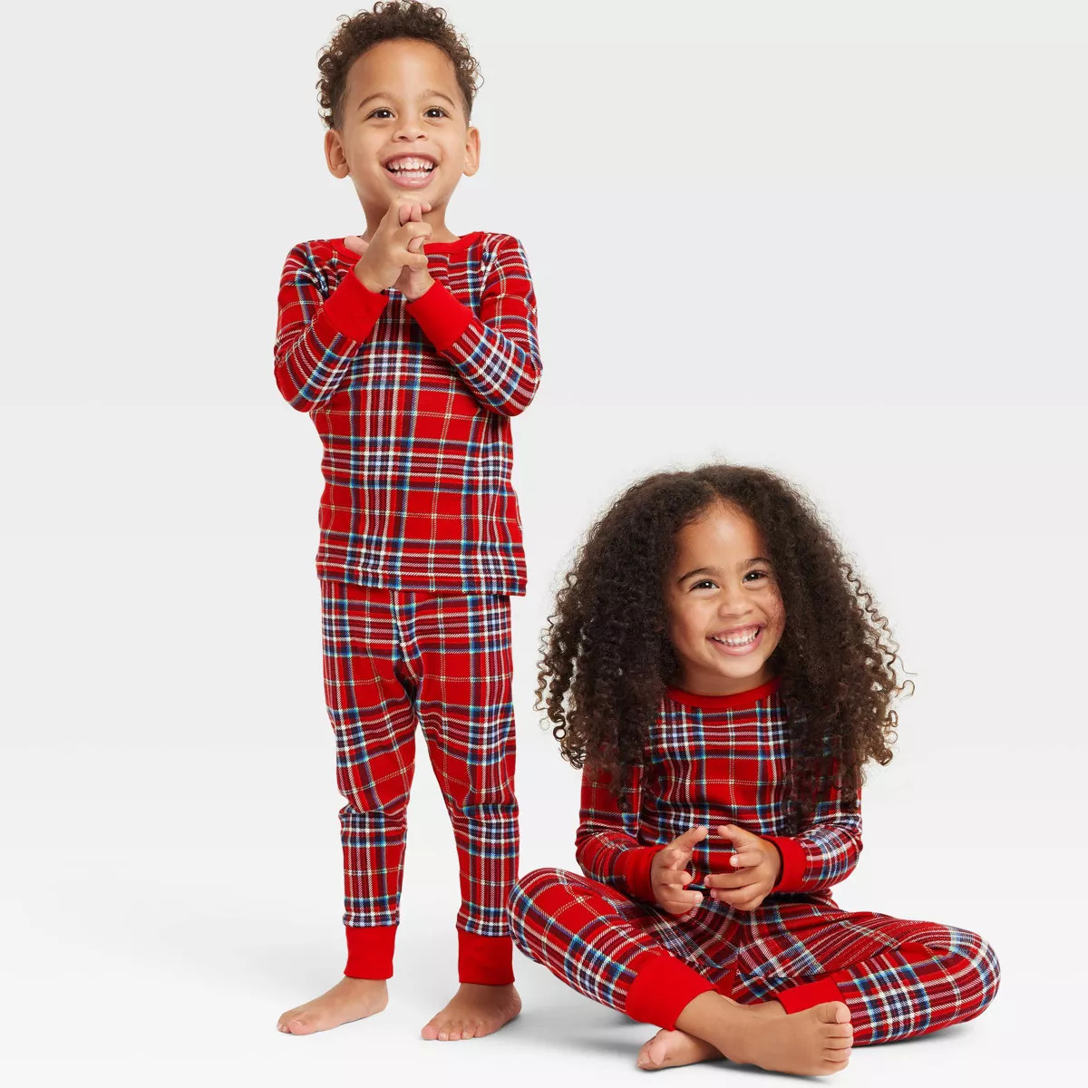 Toddler Plaid Cotton Ribbed Holiday Matching Family Pajama Set - Wondershop™ Red | Target