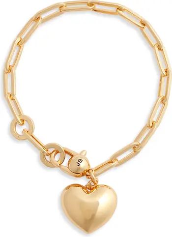 Puffy Heart Charm Paper Clip Chain Bracelet | Nordstrom