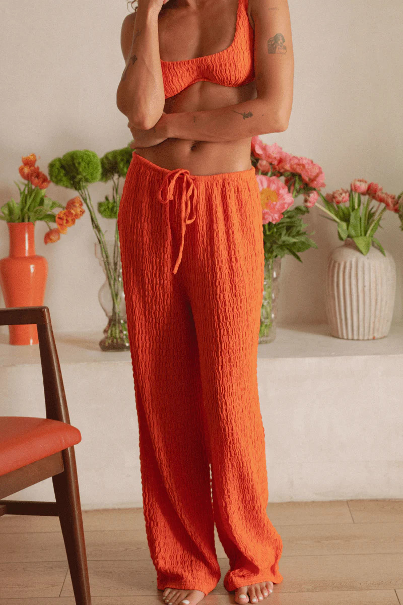 Tangerine Drawstring Wide Leg Pant | Montce